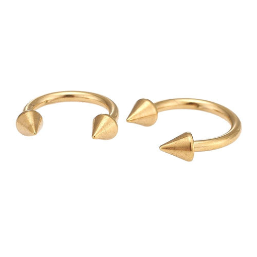 Edelstahl Circular Barbell Piercing mit Cones goldfarben Hufeisen - chic - net.de