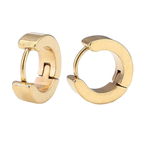 Edelstahl Creolen Ohrring goldfarben Klippverschluss - chic - net.de
