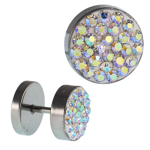 Fake Piercing Edelstahl bunt schimmernde Mini Zirkonia Steine 10 mm - chic - net.de