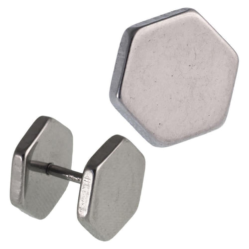 Fake Piercing Edelstahl Schraubverschluss Expander silbefarben Sechseck 12 mm - chic - net.de