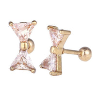 Load image into Gallery viewer, Fake Piercing Expander gold Farben Schleife Zirkonia orange Schaubverschluss Edelstahl - chic - net.de
