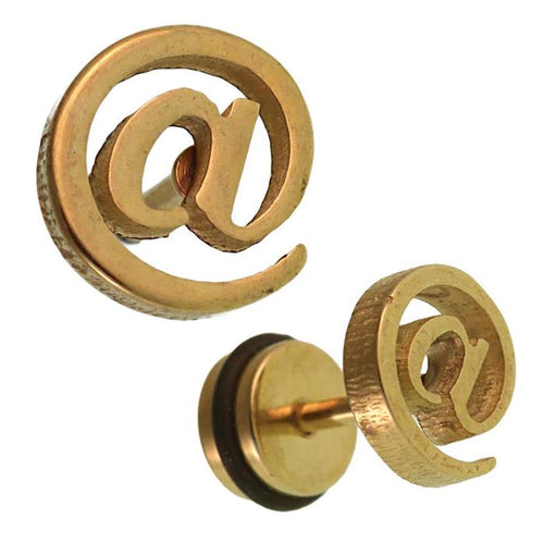 Fake Piercing Expander goldfarben @ Zeichen Schaubverschluss Edelstahl - chic - net.de