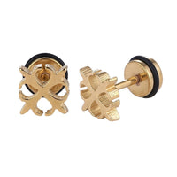 Load image into Gallery viewer, Fake Piercing Expander goldfarben Kreis Schwertlilie Schraubverschluss Edelstahl - chic - net.de
