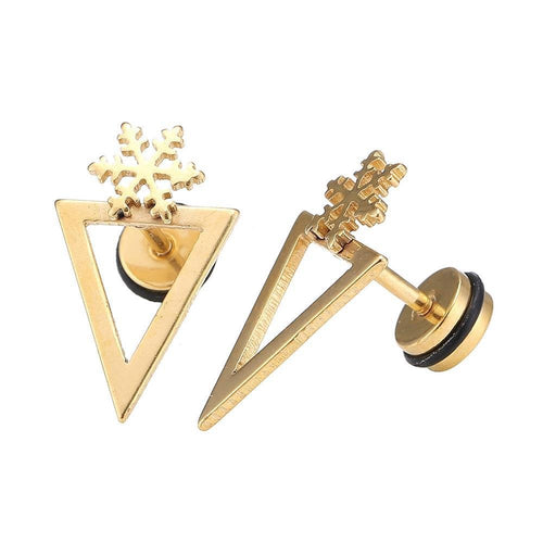 Fake Piercing Expander goldfarben spitzes Dreieck Schneeflocke Schaubverschluss Edelstahl - chic - net.de