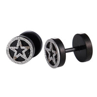 Load image into Gallery viewer, Fake Piercing Expander schwarz Glitzer Stern im Kreis Schaubverschluss Edelstahl - chic - net.de
