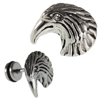 Load image into Gallery viewer, Fake Piercing Expander silberfarben Adler Kopf Auge Zirkonia Stein weiß Schaubverschluss Edelstahl - chic - net.de
