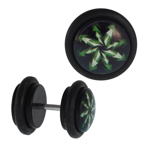 Fake Piercing Plug Tunnel grüne Pfeile in Sternform Gummiring 7 mm - chic - net.de