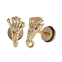Load image into Gallery viewer, Fake Piercing Schraubverschluss Expander goldfarben Skelett Hand Edelstahl - chic - net.de
