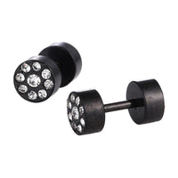 Load image into Gallery viewer, Fake Piercing schwarz rund weiße Zirkonia Steine Edelstahl Schraubverschluss - chic - net.de
