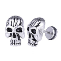Cargar imagen en el visor de la galería, Fake Piercing Totenkopf groß schwarze Linien auf der Stirn Edelstahl Schraubverschluss silberfarben - chic - net.de
