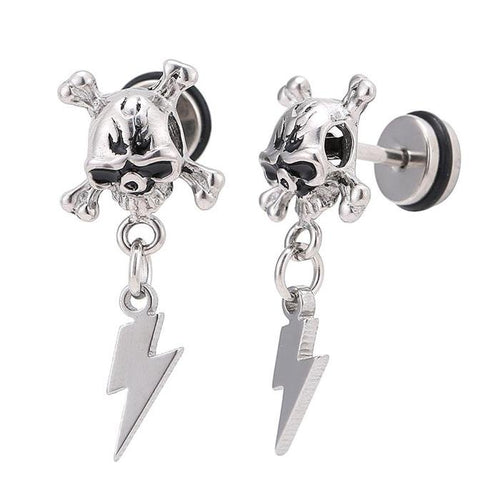 Fake Piercing Totenkopf Knochen Blitz Anhänger Schraubverschluss silberfarben - chic - net.de