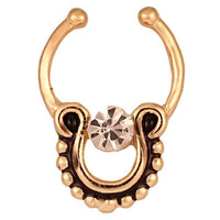 Cargar imagen en el visor de la galería, Fake Septum Piercing goldfarben rund schwarz weißer Zirkonia Stein Edelstahl - chic - net.de
