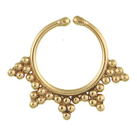 Load image into Gallery viewer, Fake Septum Piercing Nasenringe golden antik Brass mit Kugeln als Zacken Muster - chic - net.de

