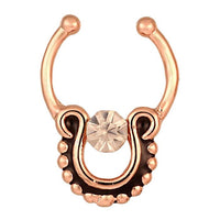 Load image into Gallery viewer, Fake Septum Piercing rosegolden rund schwarz weißer Zirkonia Stein Edelstahl - chic - net.de
