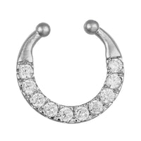 Load image into Gallery viewer, Fake Septum Piercing silberfarben Rand besetzt mit Zirkonia Steinen weiß Edelstahl - chic - net.de
