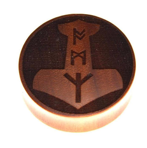 Flesh Plug Holz braun Mjölnir Runen double flared - chic - net.de