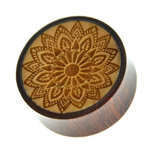 Flesh Plug Holz Dahlie hell dunkel double flared - chic - net.de
