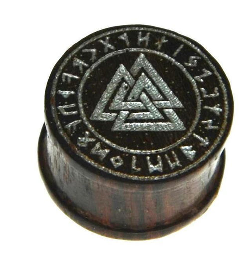 Flesh Plug Sonoholz Valknut Wotansknoten silber Gravur - chic - net.de