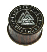 Load image into Gallery viewer, Flesh Plug Sonoholz Valknut Wotansknoten silber Gravur - chic - net.de
