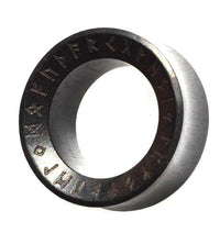 Load image into Gallery viewer, Flesh Tunnel Holz dunkel double flared Runen Ring - chic - net.de
