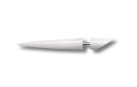 Load image into Gallery viewer, A white, cone-shaped Fake Piercing Bone Edelstahl Ohrring mit Spiral- und Sternendesign sowie Spike-Ohrstecker, mit flachem, schrägem Verschluss am Ende, auf weißem Hintergrund fotografiert.
