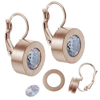 Load image into Gallery viewer, Glitzer Glas Kristall Ohrringe rotgold weiß Edelstahl rund 12 mm Wechsel Schmuck Glaskristall - chic - net.de
