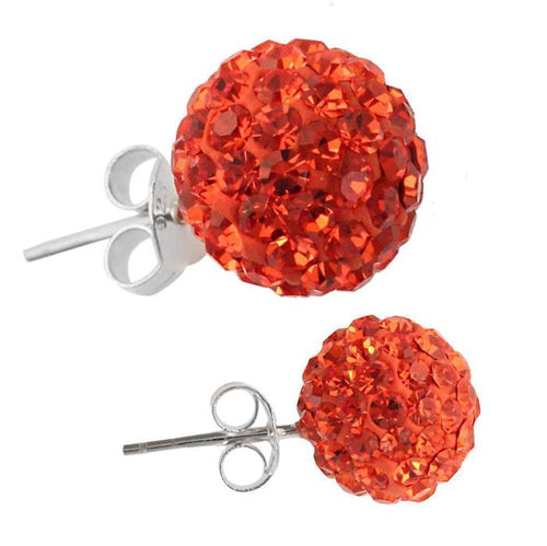 Glitzerkugel orange knallig 10 mm Kristall Ohrstecker 925er Silber Damen Schmuck - chic - net.de