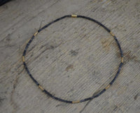 Load image into Gallery viewer, Halskette Lavastein 925 Sterling Silber vergoldet 43cm - chic - net.de
