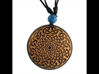 Cargar imagen en el visor de la galería, Holzkette golden Knotenblume Türkis Stein Sonoholz Baumwolle verstellbar unisex - chic - net.de
