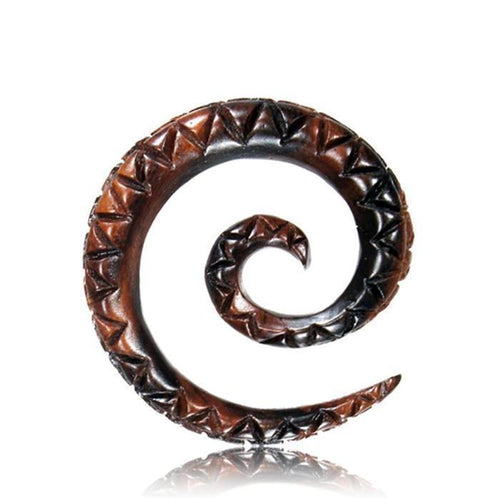 Narraholz Piercing Holz Zick Zack dunkel braun Spirale 4mm 6mm 8mm Dehnschnecke