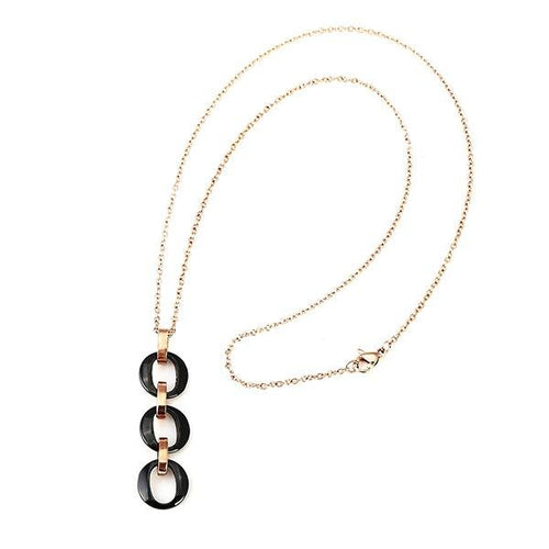 Ketten Halskette Edelstahl nickelfrei Damen Anhänger Keramik drei Ringe schwarz - chic - net.de