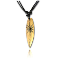 Load image into Gallery viewer, A hand-painted turquoise wood surfboard pendant on an adjustable cotton cord—perfect for Surfer Style Halsketten fans.
