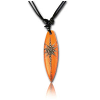Load image into Gallery viewer, A Surferkette with a hand-painted, turquoise flower Holz Surfbrett Anhänger on an adjustable Baumwollkette with knots.
