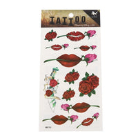 Cargar imagen en el visor de la galería, Klebe Tattoo Rosen rot pink Kussmund Lippen Mund Lippenstift 12 Motive 1 Bogen - chic - net.de
