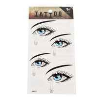 Load image into Gallery viewer, Klebetattoo Augen weinend Pupille hellblau Tränen traurig 4 Motive 1 Bogen - chic - net.de
