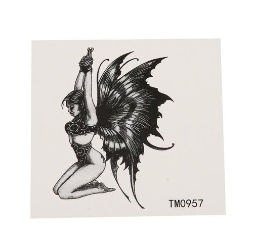 Klebetattoo Fee Flügel Frau gefesselt Fantasy schwarz weiß 1 Motiv 1 Bogen - chic - net.de