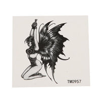 Load image into Gallery viewer, Klebetattoo Fee Flügel Frau gefesselt Fantasy schwarz weiß 1 Motiv 1 Bogen - chic - net.de
