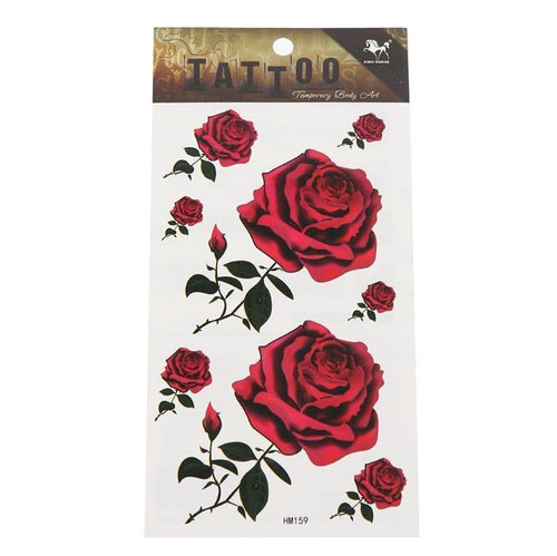 Klebetattoo Rosen Blüten rot groß klein Stiel Dornen 8 Motive 1 Bogen - chic - net.de