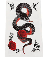 Load image into Gallery viewer, Klebetattoo Schlange schwarz rot Rose Tribal Schmetterlinge 5 Motive 1 Bogen - chic - net.de
