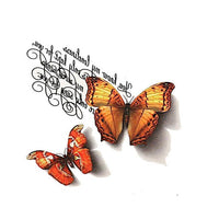 Load image into Gallery viewer, Klebetattoo Schmetterlinge realistisch rot orange Schatten Spruch Schreibschrift - chic - net.de
