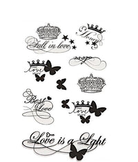 Load image into Gallery viewer, Klebetattoos Tattoo Krone Schmetterling Sterne Love Story 1 Bogen 9 Motive - chic - net.de
