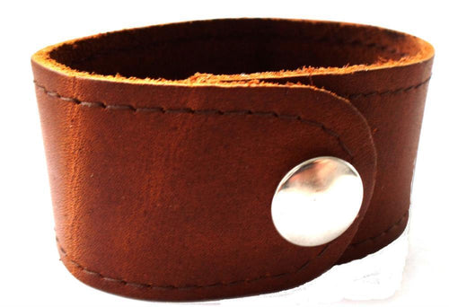 Lederarmband braun breit Lederarmbänder Druckknopf Armband unisex nickelfrei Verschluss - chic - net.de