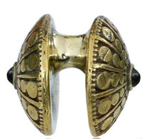 Load image into Gallery viewer, Lobe Ohr Piercing Ohrgewicht Brass gold antik 18mm Onyx oxidiert Kreise rund 17,6g - chic - net.de
