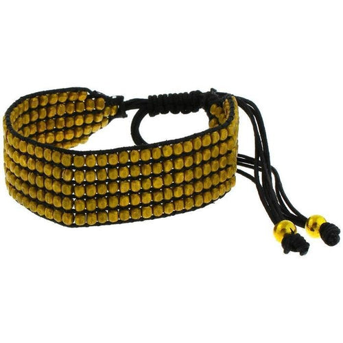 Messing Armband golden fünfreihig Baumwolle nickelfrei verstellbar Tribal antik Freundschaftsarmband - chic - net.de