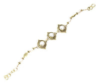 Load image into Gallery viewer, Messing Armband golden Mandel rund Punkte Blatt Perlen 17 - 19,5 cm - chic - net.de
