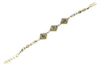 Load image into Gallery viewer, Messing Armband golden oval Raute Herzen Punkte Labradorit rund 17,5 - 20 cm Perlen - chic - net.de
