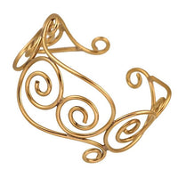 Load image into Gallery viewer, Messing Armreif antik golden oval feine Schnörkel verstellbarTribal Schmuck - chic - net.de
