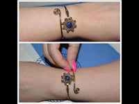 Load image into Gallery viewer, Messing Armreif antik Lapis gold Partikel Kugeln Blume verstellbar antik Tribal Schmuck - chic - net.de
