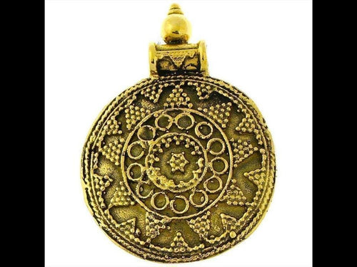 Messing Brass Anhänger Kreis Stern Zacken 50 mm antik golden Kette nickelfrei Tribal Schmuck - chic - net.de