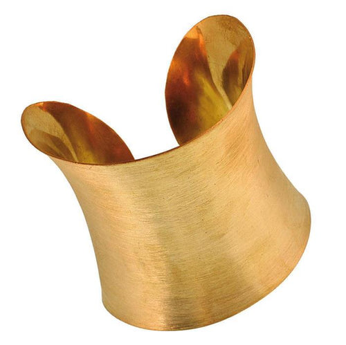 Messing Brass Armreif golden breit gebürstet konkav 73 mm nickelfrei offen verstellbar antik Tribal - chic - net.de